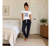 60 SECOND MAKEOVER Women's Probably Late For Something Navy Star Pyjama Set | Size: XL 60 SECOND MAKEOVER Navy XL