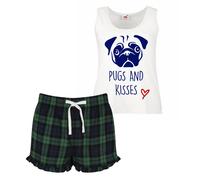 60 SECOND MAKEOVER Women's Pugs & Kisses Pyjama Set in Green | Size: Medium 60 SECOND MAKEOVER Green M