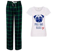 60 SECOND MAKEOVER Women's Pugs & Kisses Pyjama Set in Green | Size: Small 60 SECOND MAKEOVER Green S