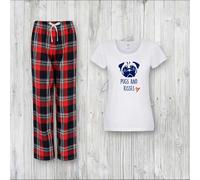 60 SECOND MAKEOVER Women's Pugs & Kisses Pyjama Set in Red | Size: Small 60 SECOND MAKEOVER Red S