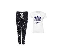 60 SECOND MAKEOVER Women's Queen Powered By Wine Navy Star Trouser Pyjamas Set | Size: XL 60 SECOND MAKEOVER Multicolor XL