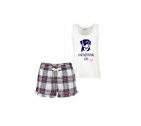 60 SECOND MAKEOVER Women's Rottie Unconditional Love Tartan Short Pyjamas Set in Pink | Size: XS 60 SECOND MAKEOVER Pink XS