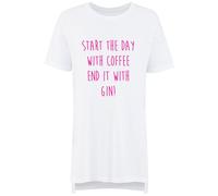 60 SECOND MAKEOVER Women's Start The Day With Coffee End It With Gin Nightie in White | Size: Small 60 SECOND MAKEOVER White S