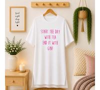 60 SECOND MAKEOVER Women's Start The Day With Tea End It With Gin Nightie in White | Size: Small 60 SECOND MAKEOVER White S