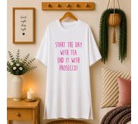 60 SECOND MAKEOVER Women's Start The Day With Tea End It With Prosecco Nightie in White | Size: Large 60 SECOND MAKEOVER White L