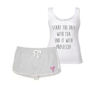 60 SECOND MAKEOVER Women's Start The Day With Tea End It With Prosecco PJ's in Grey | Size: Medium 60 SECOND MAKEOVER Grey M