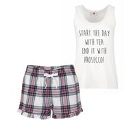 60 SECOND MAKEOVER Women's Start The Day With Tea End It With Prosecco Pyjama Set in Pink | Size: Medium 60 SECOND MAKEOVER Pink M
