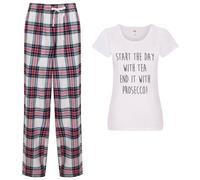 60 SECOND MAKEOVER Women's Start The Day With Tea End It With Prosecco Pyjama Set in Pink | Size: XS 60 SECOND MAKEOVER Pink XS
