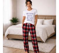 60 SECOND MAKEOVER Women's Start The Day With Tea End It With Prosecco Pyjama Set in Red | Size: XS 60 SECOND MAKEOVER Red XS