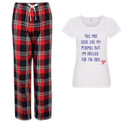 60 SECOND MAKEOVER Women's These May Look Like My Pyjamas But I Am Actually Dressed For the Day Pyjama Set in Red | Size: Medium 60 SECOND MAKEOVER Red M