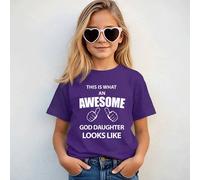 60 SECOND MAKEOVER Women's This Is What An Awesome God Daughter Looks Like T-Shirt in Purple | Size: 14-15 Years 60 SECOND MAKEOVER Purple 14-15 Years