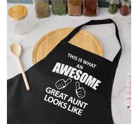 60 SECOND MAKEOVER Women's This Is What An Awesome Great Aunt Looks Like Black Apron 60 SECOND MAKEOVER Black