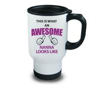 60 SECOND MAKEOVER Women's This Is What An Awesome Nanna Looks Like Metal Travel Mug in White 60 SECOND MAKEOVER White