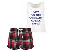 60 SECOND MAKEOVER Women's Today Has Been Cancelled Go Back To Bed Pyjama Set in Red | Size: Large 60 SECOND MAKEOVER Red L