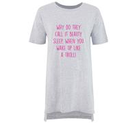 60 SECOND MAKEOVER Women's Why Do They Call It Beauty Sleep Troll Nightie in Grey | Size: Small 60 SECOND MAKEOVER Grey S