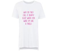 60 SECOND MAKEOVER Women's Why Do They Call It Beauty Sleep Troll Nightie in White | Size: XS 60 SECOND MAKEOVER White XS