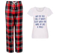 60 SECOND MAKEOVER Women's Why Do They Call It Beauty Sleep When You Wake Up Looking Like A Troll Pyjama Set in Red | Size: XS 60 SECOND MAKEOVER Red XS