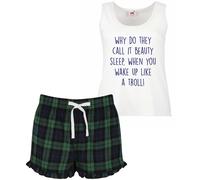 60 SECOND MAKEOVER Women's Why Do They Call It Beauty Sleep When You Wake Up Looking Like A Troll Pyjama Set in Green | Size: Small 60 SECOND MAKEOVER Green S