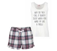 60 SECOND MAKEOVER Women's Why Do They Call It Beauty Sleep When You Wake Up Looking Like A Troll Pyjama Set in Pink | Size: Medium 60 SECOND MAKEOVER Pink M