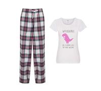 60 SECOND MAKEOVER Women's Wife Dinosaur Pyjamas Tartan in Pink | Size: XL 60 SECOND MAKEOVER Pink XL