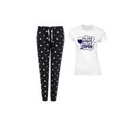 60 SECOND MAKEOVER Women's Wine A Little Laugh A Lot Navy Star Trouser Pyjamas Set | Size: XS 60 SECOND MAKEOVER Navy XS