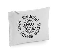 60 SECOND MAKEOVER Women's You Are Beautiful Strong Worthy Loved Make up Bag in Grey 60 SECOND MAKEOVER Grey
