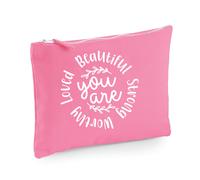 60 SECOND MAKEOVER Women's You Are Beautiful Strong Worthy Loved Make up Bag in Pink 60 SECOND MAKEOVER Pink