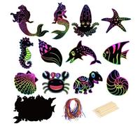 60 Set Ocean Theme Scratch Paper Rainbow Outer Space Scratch Cards