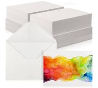 60 Sets Blank Watercolor Cards with Envelopes, Pure Cotton 140lb/300 GSM, 4x6 Inch, Pure Cotton White Blank Greeting Cards with Envelopes for Art Painting Creative Thank Notes