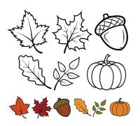 60 Sets Fall Color Your Own Cards 4 Inch Autumn Maple Leaf Pumpkin DIY Cutouts for Craft Projects, Classroom Home Fall Harvest Decor