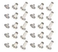 60 Sets Leather Screw Post Rivets Alloy Flat Head DIY Bookbinding | Silver Finish, Wear Resistant Surface, Easy Installation, for Photo Albums and Binding Projects