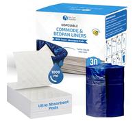 60 Sets - Premium Commode/Bed Pan Liners | Included with Supreme Absorbent Pads | Commode Toilet Chair Bucket Bags | Bio-Lec Mobility (60PCs Liners+60PCs Absorbent Pads)