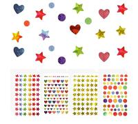 60 Sheet 3285 Pcs Holographic Foil Stickers, Sparkly Holographic Kids Reward Stickers with The Shape of Heart Star Round for Behavior Chart Student Planner School Classroom Teacher Supplies