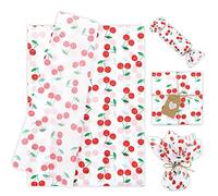 60 Sheet Cherry Tissue Paper for Gift Wrapping, 28 * 20 Inch Cherries Summer Fruit Design Bulk Tissue Paper for Birthday Christmas Packing Party Favor Holiday Paper DIY Crafts Boxes Decorations