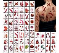 60 SHEET Halloween Scar Tattoos, 60 Sheet Halloween Zombie Scars Tattoo Stickers Fake Scab Blood Special Fx Costume Makeup Props, Make Up Party Tattoo Masquerade Prank Prop Decorations