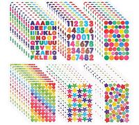 60 Sheet Star Stickers for Kids, Heart Dot Alphabet Number Colorful Reward Chart Stickers for Handmade Scrapbook Decoration