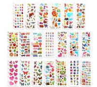 60 Sheets 3D Stickers for Kids & Toddlers, Self-Adhesive Puffy Stickers Variety Pack Includes Animals Letters Numbers Fruits for Rewarding Gifts for Children Scrapbooking DIY Crafts or Party