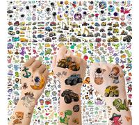 60 Sheets 999+ Groovy Cartoon Temporary Tattoos for Children Boys Girls Construction Digger Cars Dinosaur Space Pirate Shark Animal Fake Tattoo Sticker Goodie Bags Stuffers Birthday Party Supplies