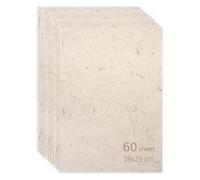 60 Sheets A4 Natural Mulberry Paper Sheets - Rice Paper Handmade Decoupage Papers - 19x29cm Printable Decoupage Tissue Papers Sheet for Writing & Card Making Supplies