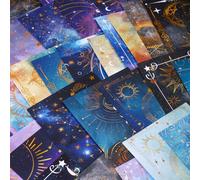 60 Sheets Celestial Gold Foil Astrology Scrapbook Paper - Aesthetic Moon Star Constellation Zodiac Decorative Paper for Art Decoupage, Journaling, Crafting