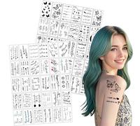 60 Sheets Cute Tiny Small Temporary Tattoos Fine Line Finger Tattoo Sticker For Women Men,Realistic Waterproof Inspirational Letter Semi Permanent Tattoo Botanical Floral Leaf
