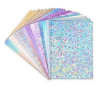 60 Sheets Holographic Card A4, 250gsm/92lb Metallic Cardstock Glitter Shiny Iridescent Mirror Paper Thick Card Stock Paper for Crafts, Card Making, Party Decoration, Scrapbook Supplies