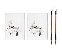 60 Sheets of Chinese Ink Painting Sumi Drawing Paper with 2Pcs Chinese Calligraphy Brush, Chinese Calligraphy Xuan Paper, Suitable for Beginner & Intermediate Practice Painting Techniques (60 Sheets)