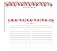60 Sheets Recipe Cards 4x6 Inches, Rose Blank Recipe Cards for Cooking, Bridal Showers - Easy to Write, Durable, and Perfect for Kitchen Diaries