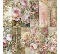 60 Sheets Retro Scrapbook Paper, Coquette Tree Decorative Craft Paper Folded Flat for Birthday Baby Shower Card Making Photo Album Decor, 11'' x 8.5'' (Rose, 11 x 8.5in)