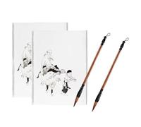 60 Sheets Rice Paper,2 Chinese Brushes Calligraphy Set,Flexible Foldable Calligraphy Paper for Writing Painting Practice,Beginner Friendly Art Supplies with Durable Brush Non Slip Handle, Easy