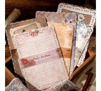 60 Sheets Scrapbooking Paper with Lace Edged - 6 Pack Vintage Decorative Paper for Scrapbook Letter Writing Planner, Aesthetic Decoupage Supplies for Card Making, Collage, Journal, 17x12cm