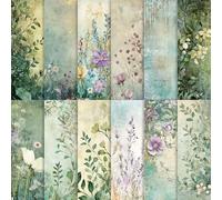 60 Sheets Spring Floral Scrapbook Paper, Double - Sides Decorative Craft Paper Folded Flat for Birthday Card Making Baby Shower Photo Album Junk Journals Supplies, 11'' x 8.5'' (Meadow)