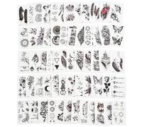 60 Sheets Temporary Tattoos,Waterproof Black Tiny Fake Tattoo Sticker, Long Lasting Realistic Removable Art Arm Festival Tattoo Stickers,for Adult Women Men Face Body Hand (pattern Rose)