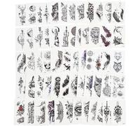 60 Sheets Temporary Tattoos,Waterproof Black Tiny Fake Tattoo Sticker, Long Lasting Realistic Removable Art Arm Festival Tattoo Stickers,for Adult Women Men Face Body Hand (pattern deer)